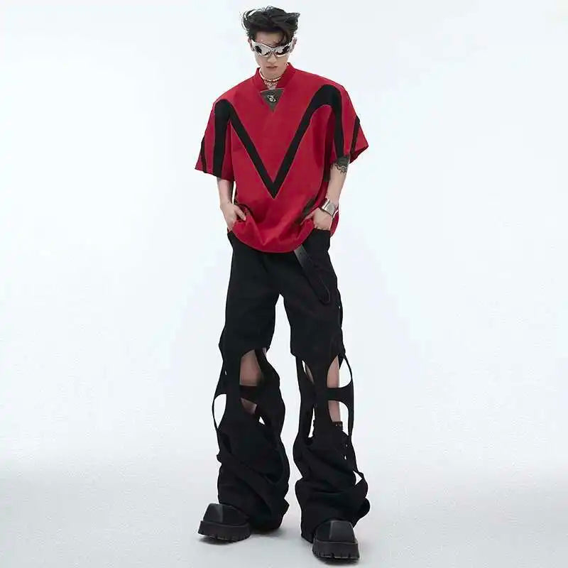 Pantalon décontracté tendance à jambes larges de couleur unie