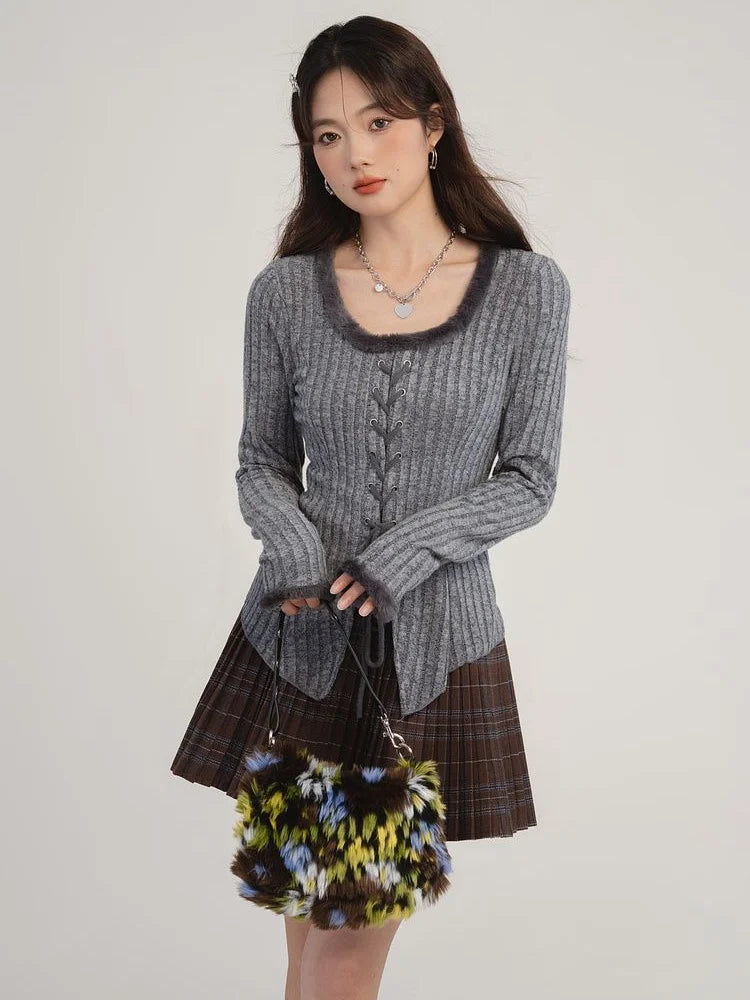 Damen-Strickjacke im koreanischen Vintage-Stil