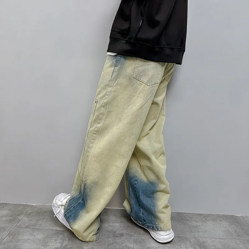 Streetwear Vintage Tie Dye Baggy Wide Leg Jeans