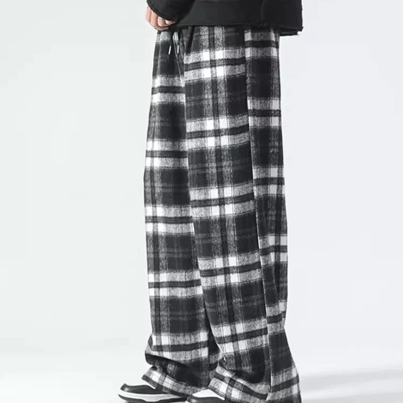Streetwear-Karo-Jogginghose mit geradem Bein