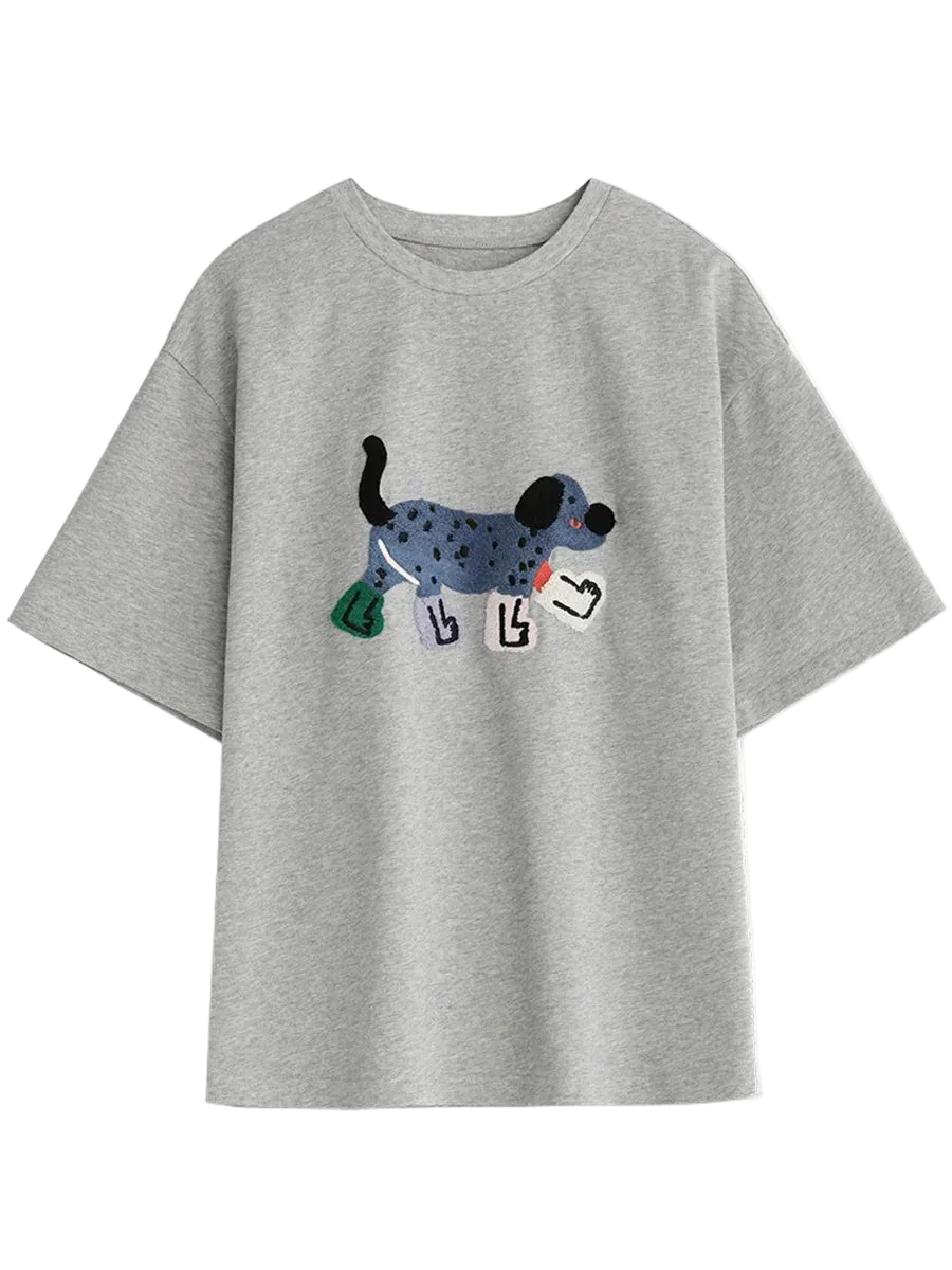 Lustiges T-Shirt mit Hundestickerei