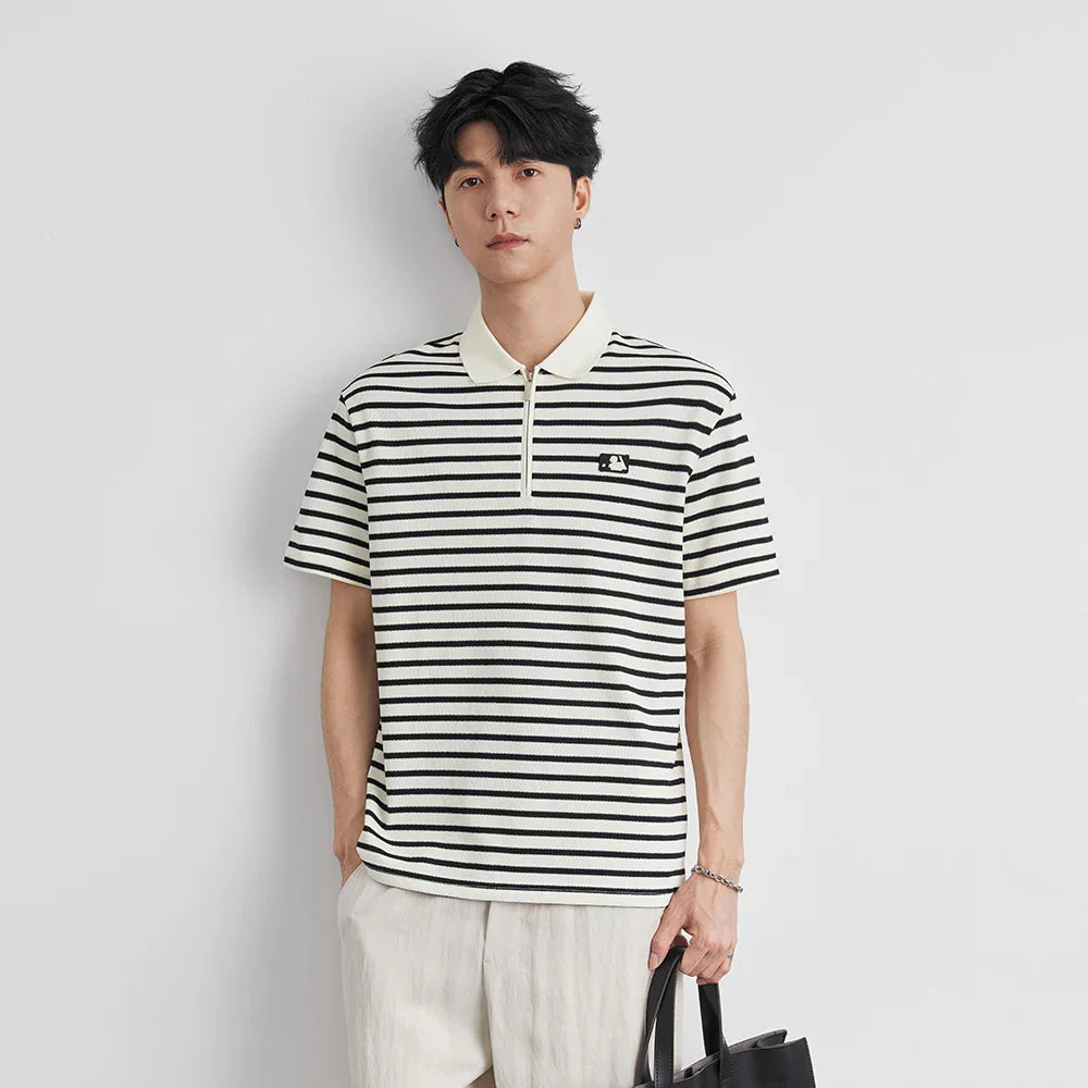 Men's Casual Stylish Korean Striped Polo T-Shirt