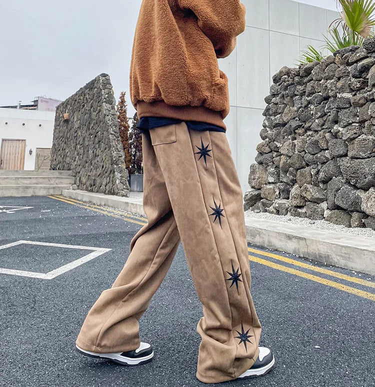 Streetwear-Jogginghose mit weitem Bein und Buchstabenaufdruck