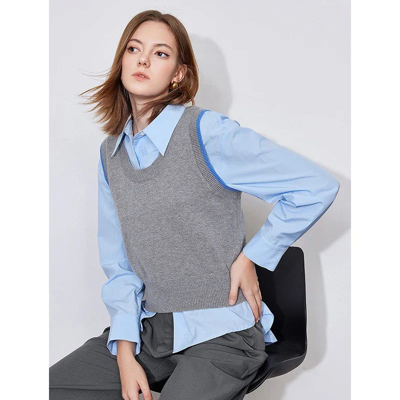 Schicker ärmelloser Strickpullover mit U-Ausschnitt