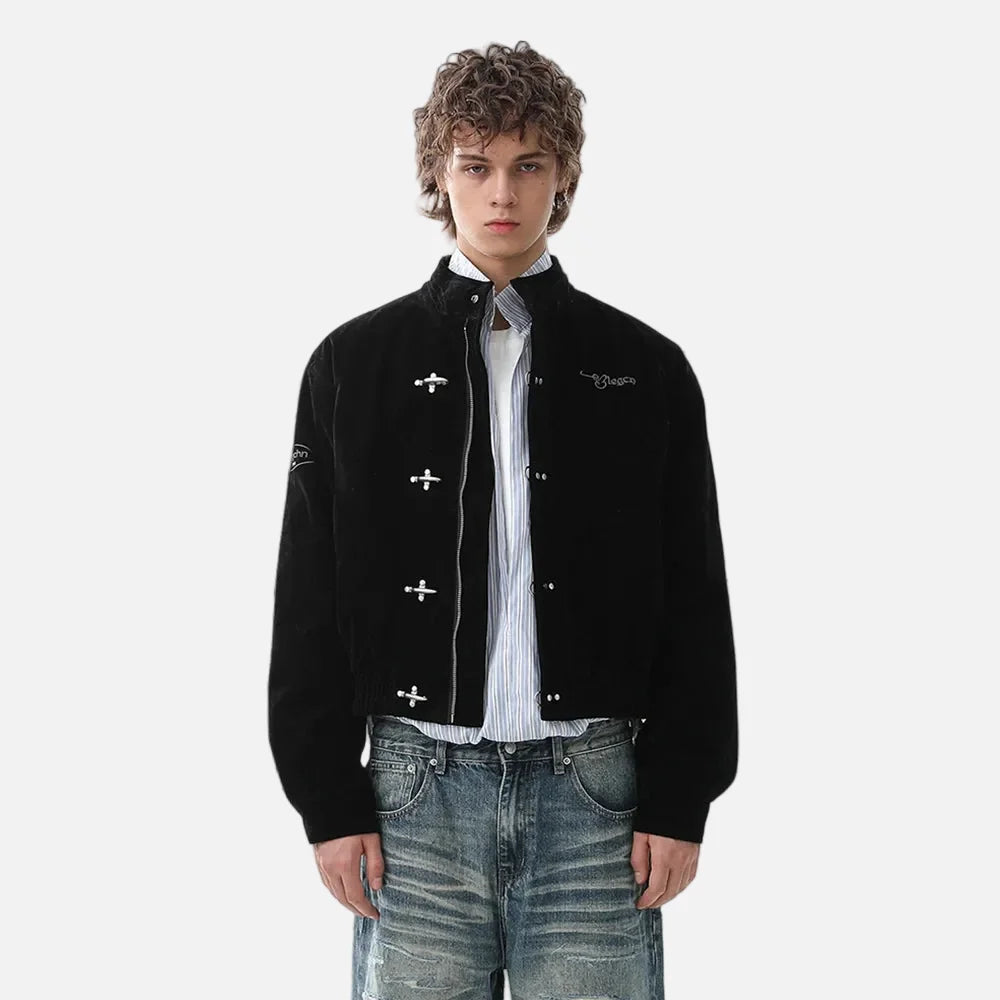 Streetwear Button Down Stand Collar Jacket