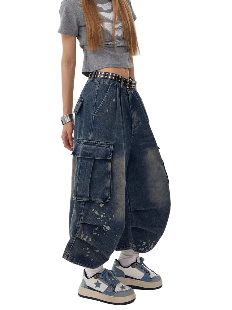 Retro Multi-Pocket Denim Shorts