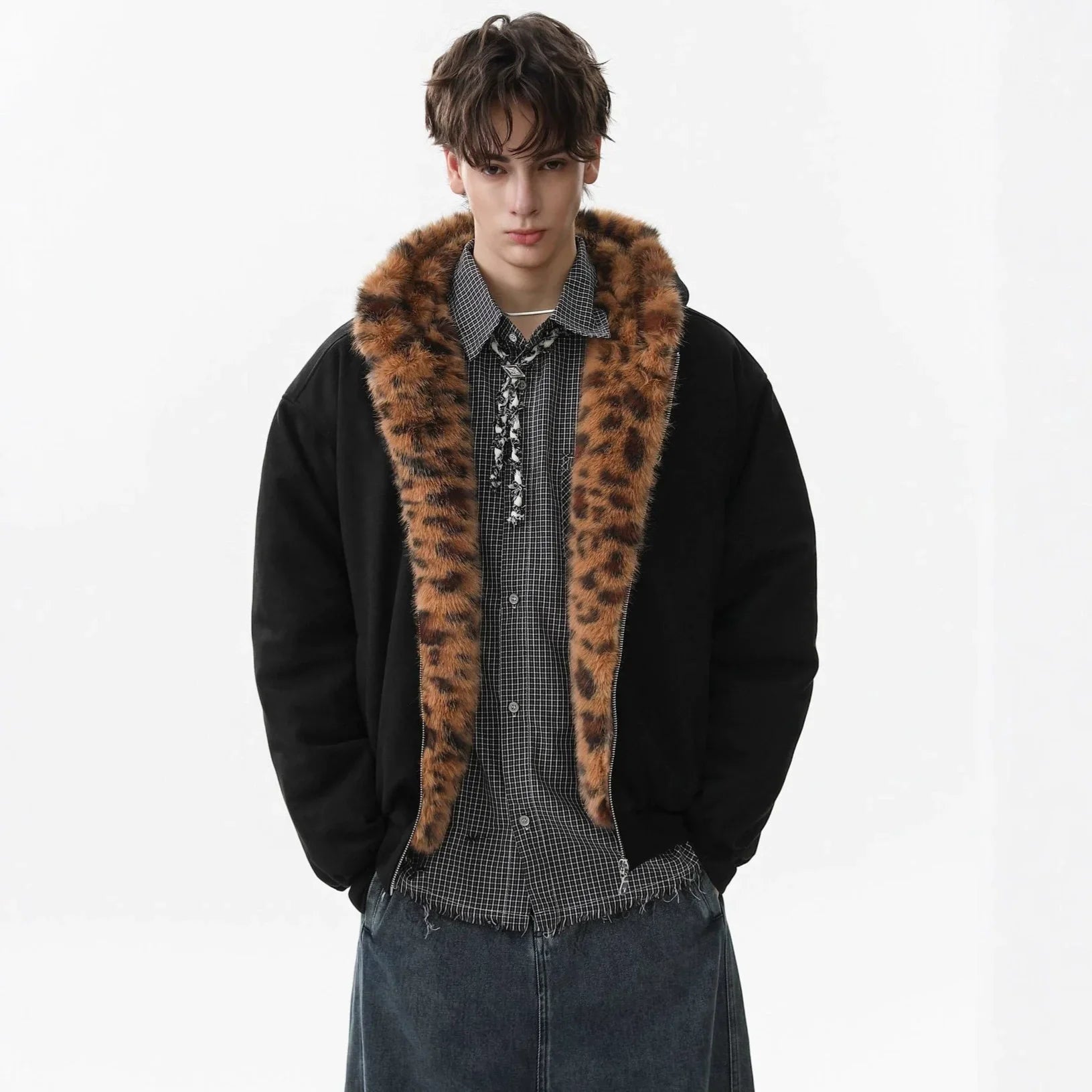 Parka mit dicker Steppjacke und Pelzkragen im Tigerprint-Design