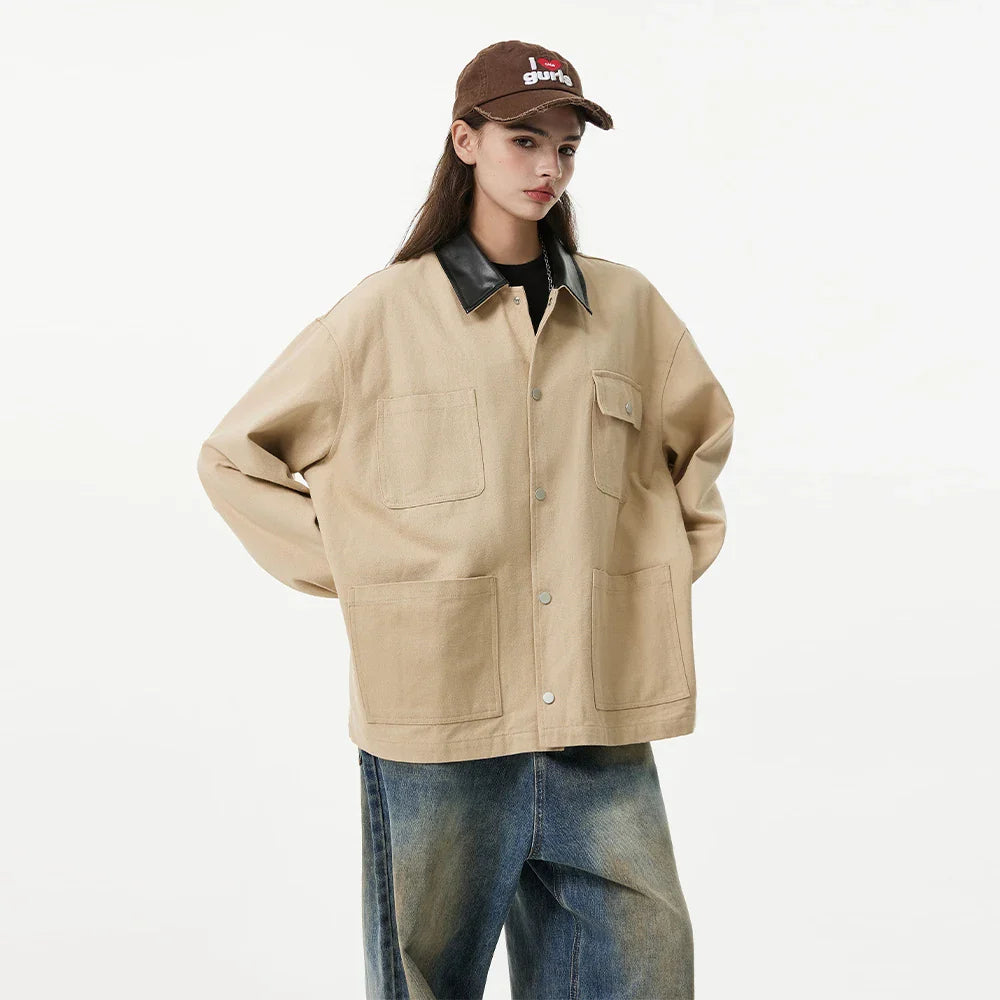 Streetwear-Jacke, cool, winddicht, aus hochwertiger Baumwolle, mit Aufnähern