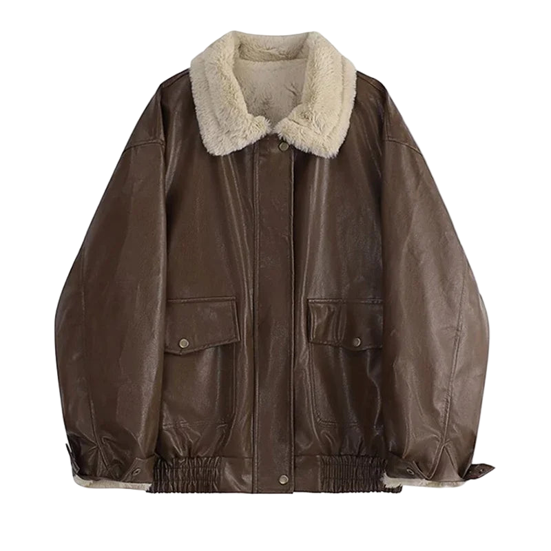 Old Money Style Faux Leather Jacket