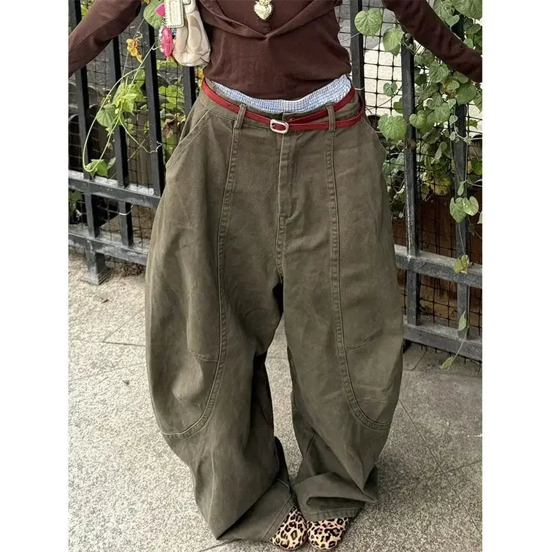 Retro Wide Leg Vintage Cargo Jeans