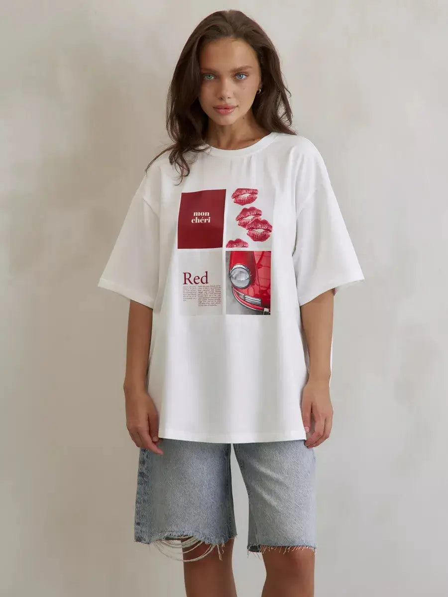 Y2K Damen Retro Europäisches Design T-Shirt