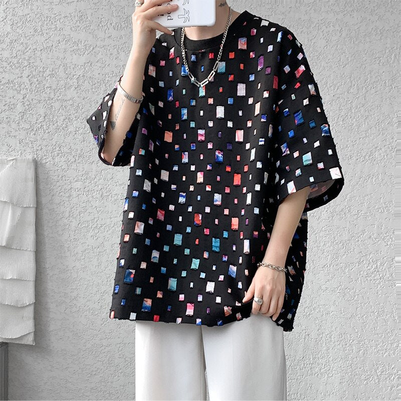 T-shirt oversize d'été à blocs de couleur