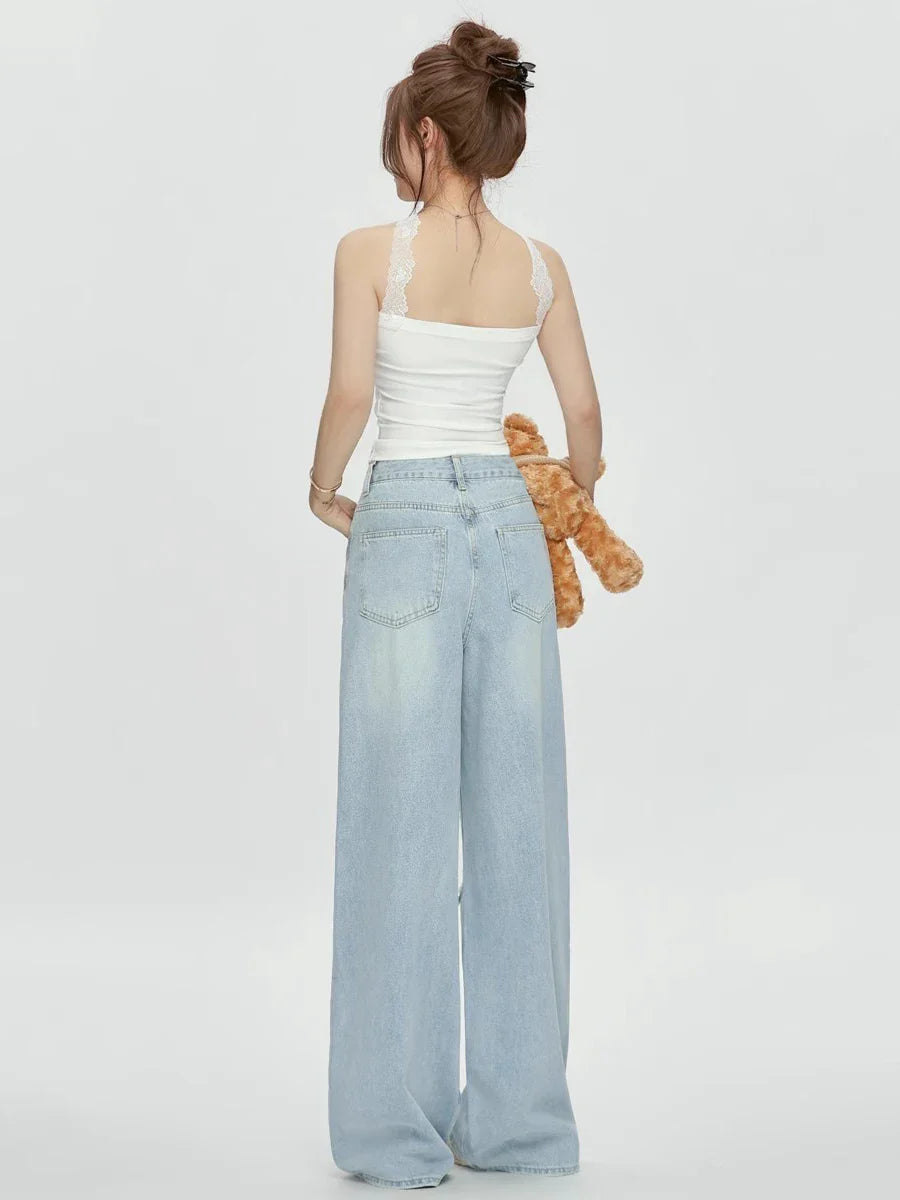 Jean baggy vintage déchiré et ajouré