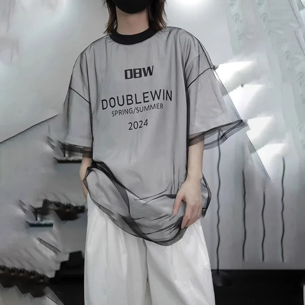 Investment Piece Mesh Design Short Sleeve T-Shirt