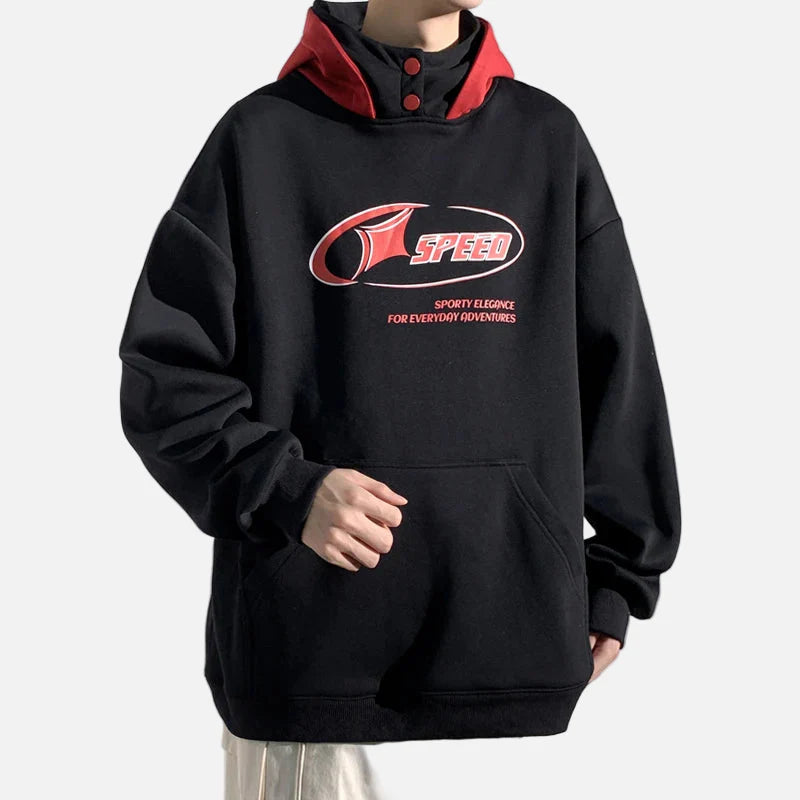 Streetwear Retro Hoodie mit Buchstabenprint, locker geschnitten