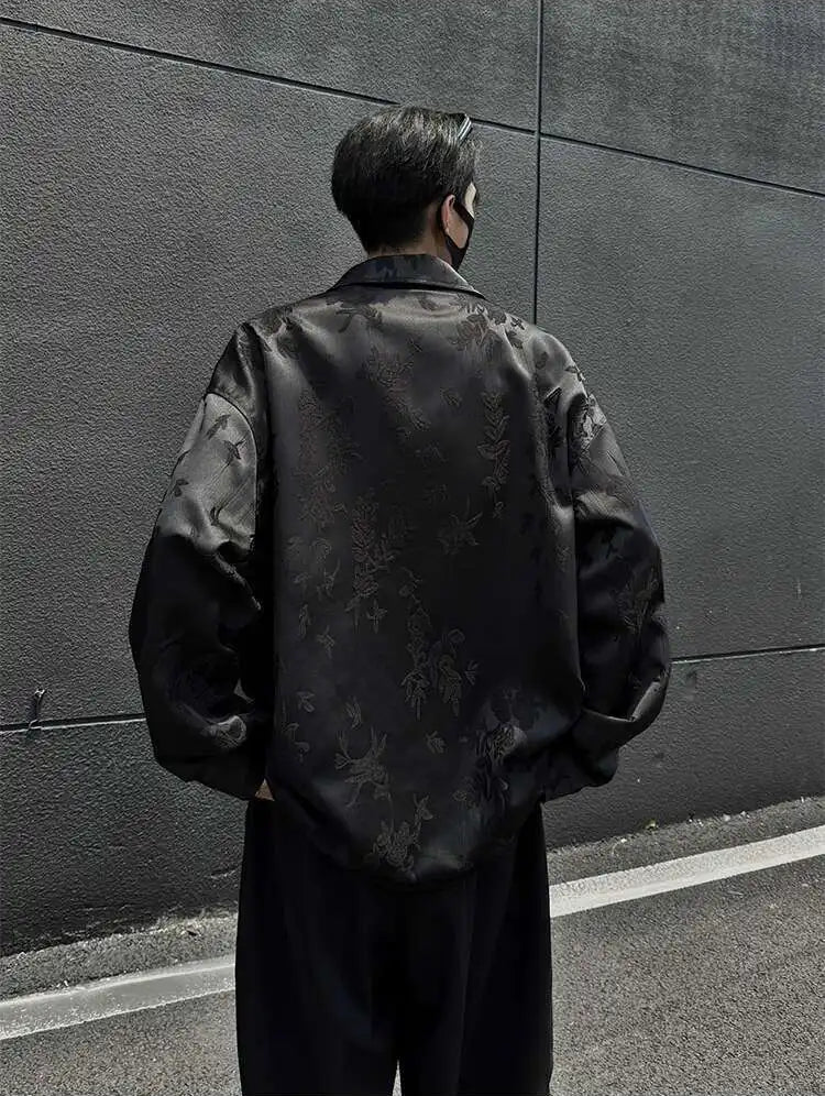 Chemise à revers et poche jacquard unie