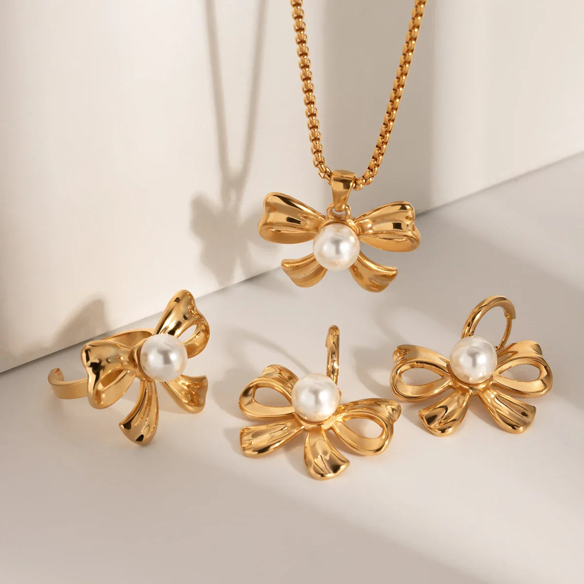 Pearl Bow Elegance Earrings
