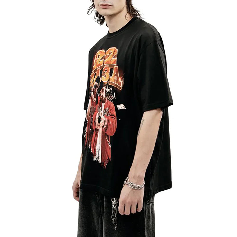 T-shirt en coton à manches courtes style gothique urbain décontracté