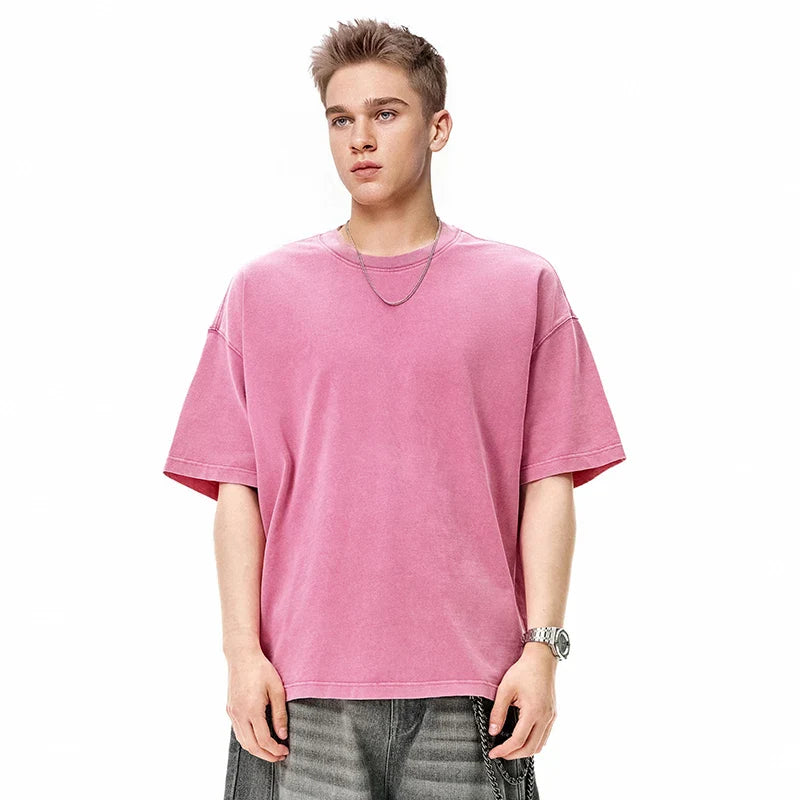 Oversize-T-Shirt mit Rundhalsausschnitt, einfarbig