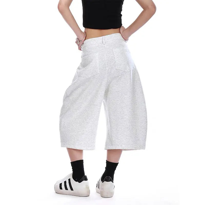 Sommerliche Oversize-Jeans im koreanischen Vintage-Stil, weiß