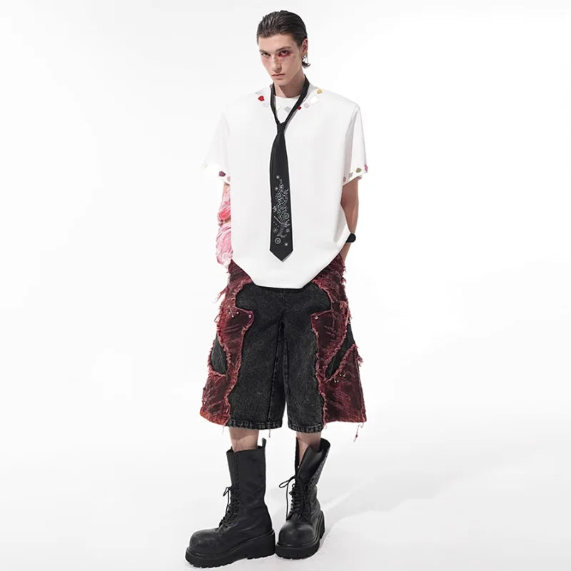 Streetwear Stylish Sequin Patchwork Short Sleeve T-Shirt