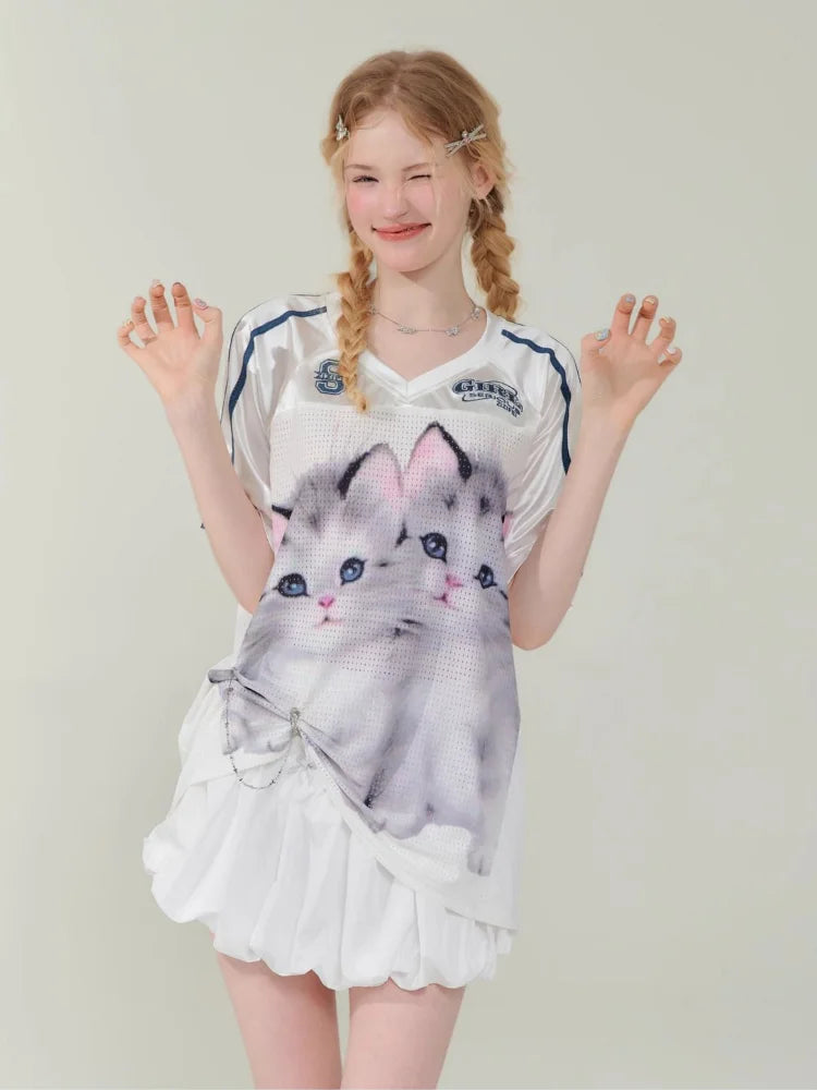 Lustiges Fußballtrikot mit Katzenprint