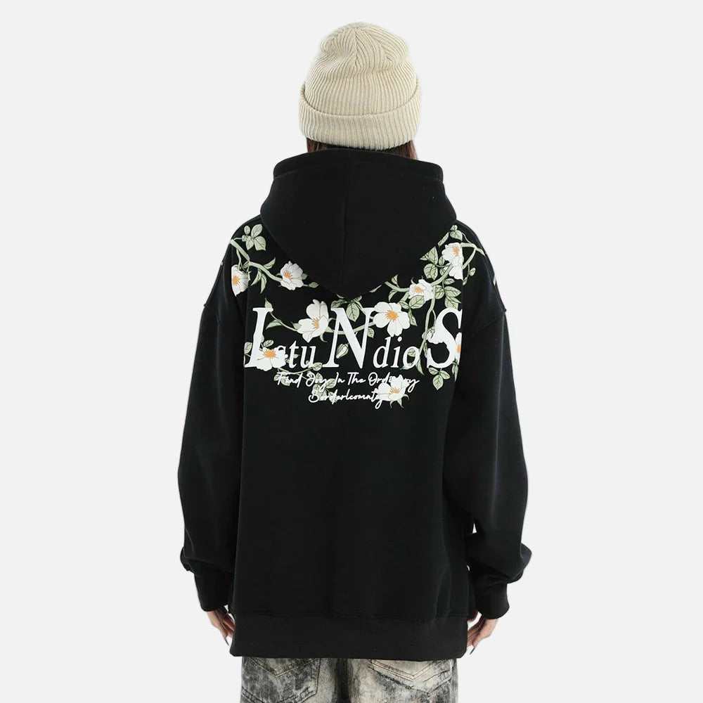 Embossed Flower Vine Velvet Hoodie