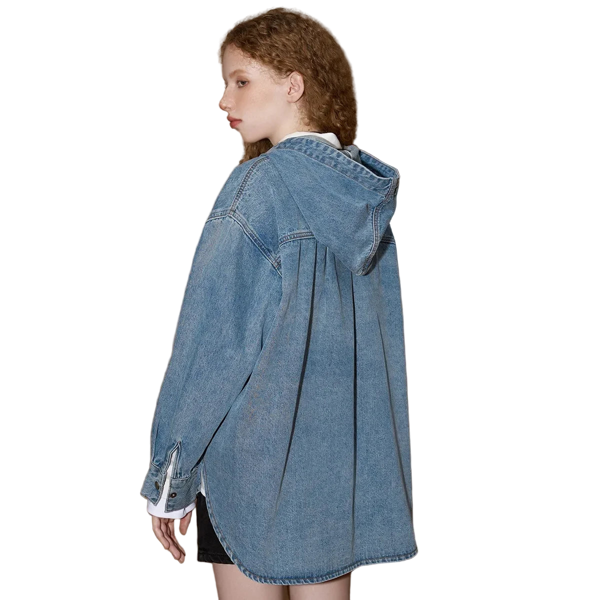 Oversized Distressed Women’s Denim Hooded Jacket