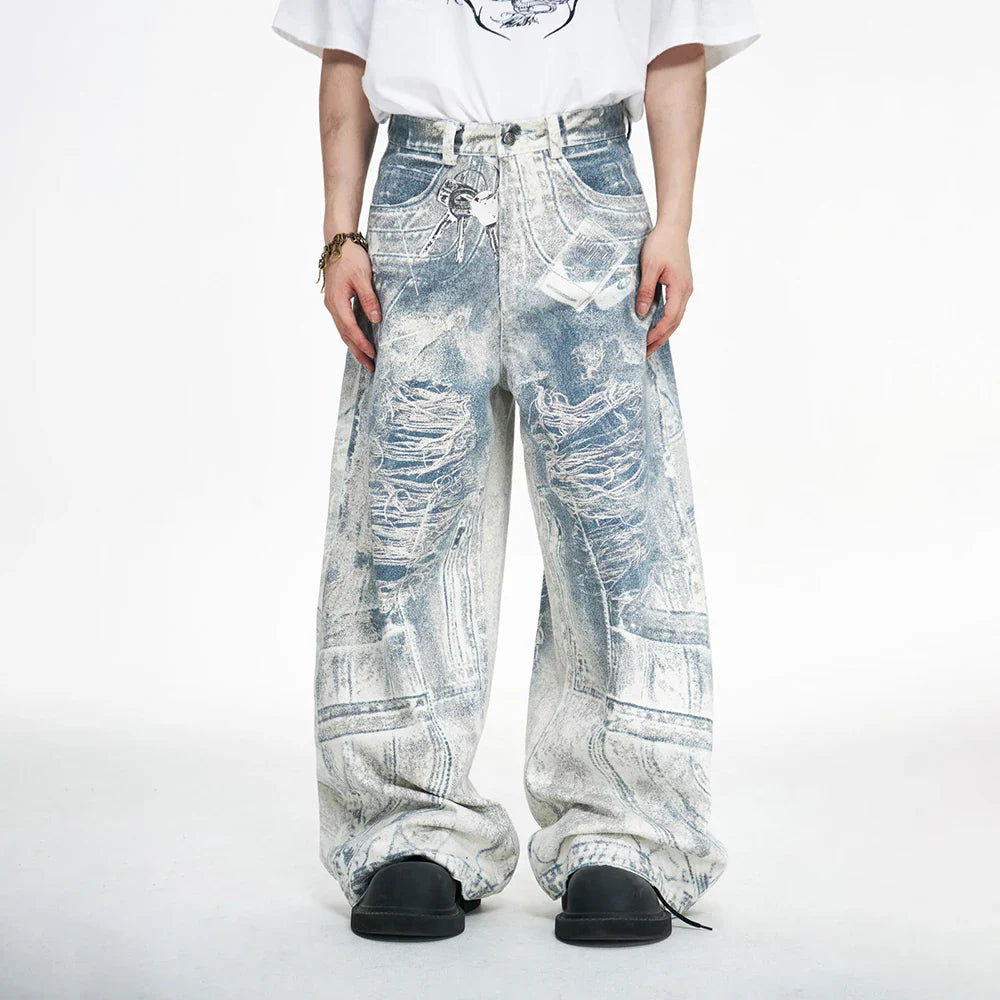 Herren Retro Gradient Straight Denim Jeans