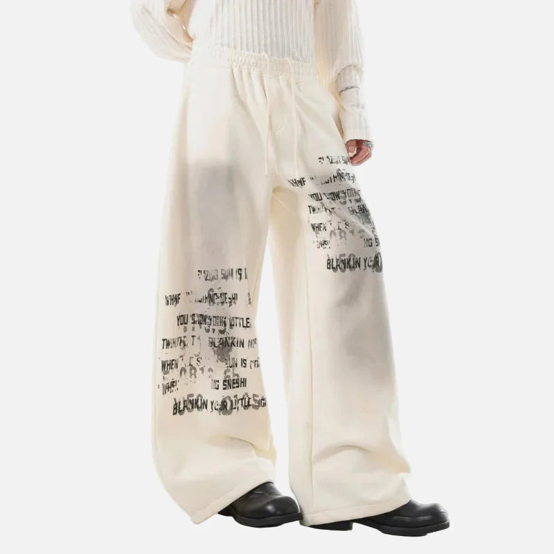 Pantalon de survêtement chic à taille élastique et cordon de serrage, imprimé lettres