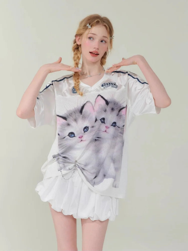 Lustiges Fußballtrikot mit Katzenprint
