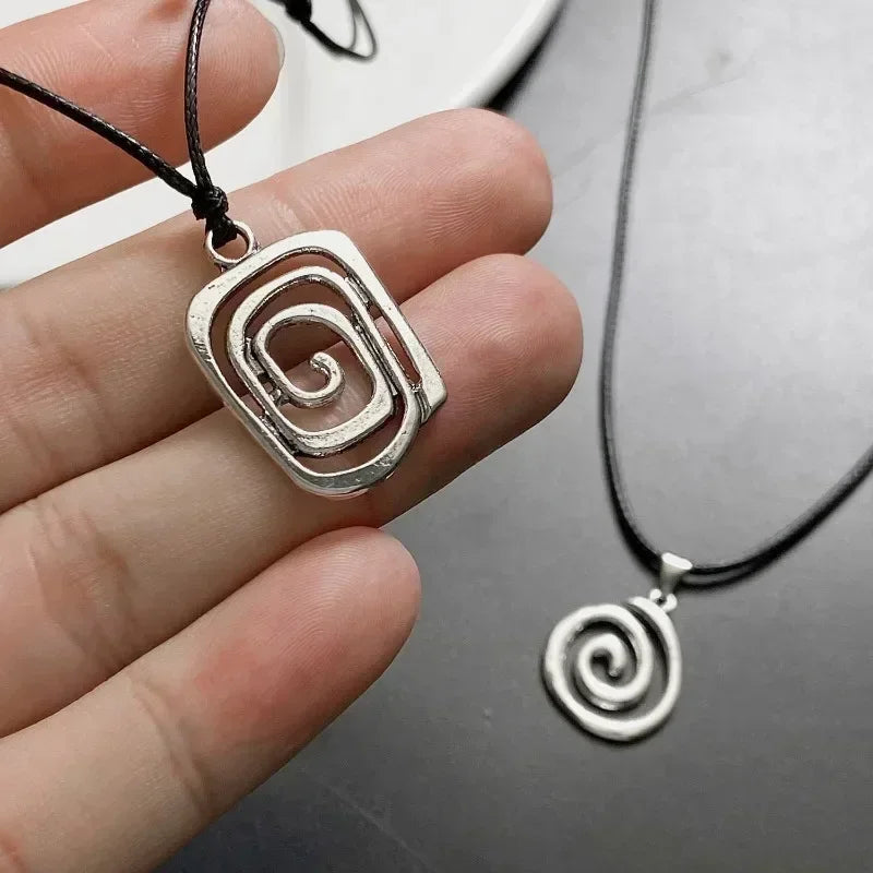 Geometric Spiral Pendant Necklaces