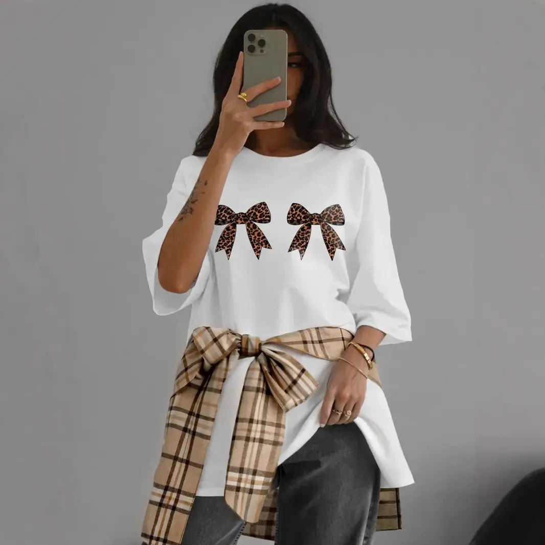 Leopard Print Bow Russian Girl T-Shirt