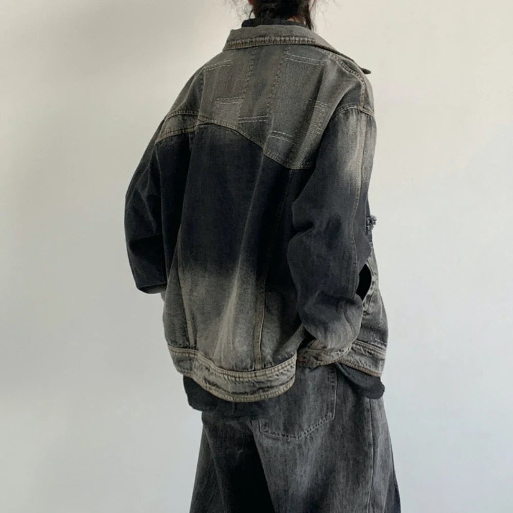 Hochwertige Vintage-Jeansjacke im Used-Look