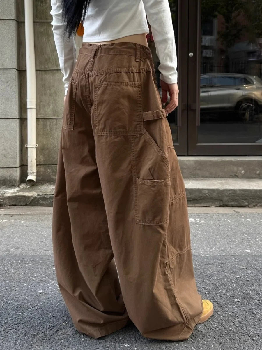 Y2K Oversized Brown Boyfriend Cargo Pants