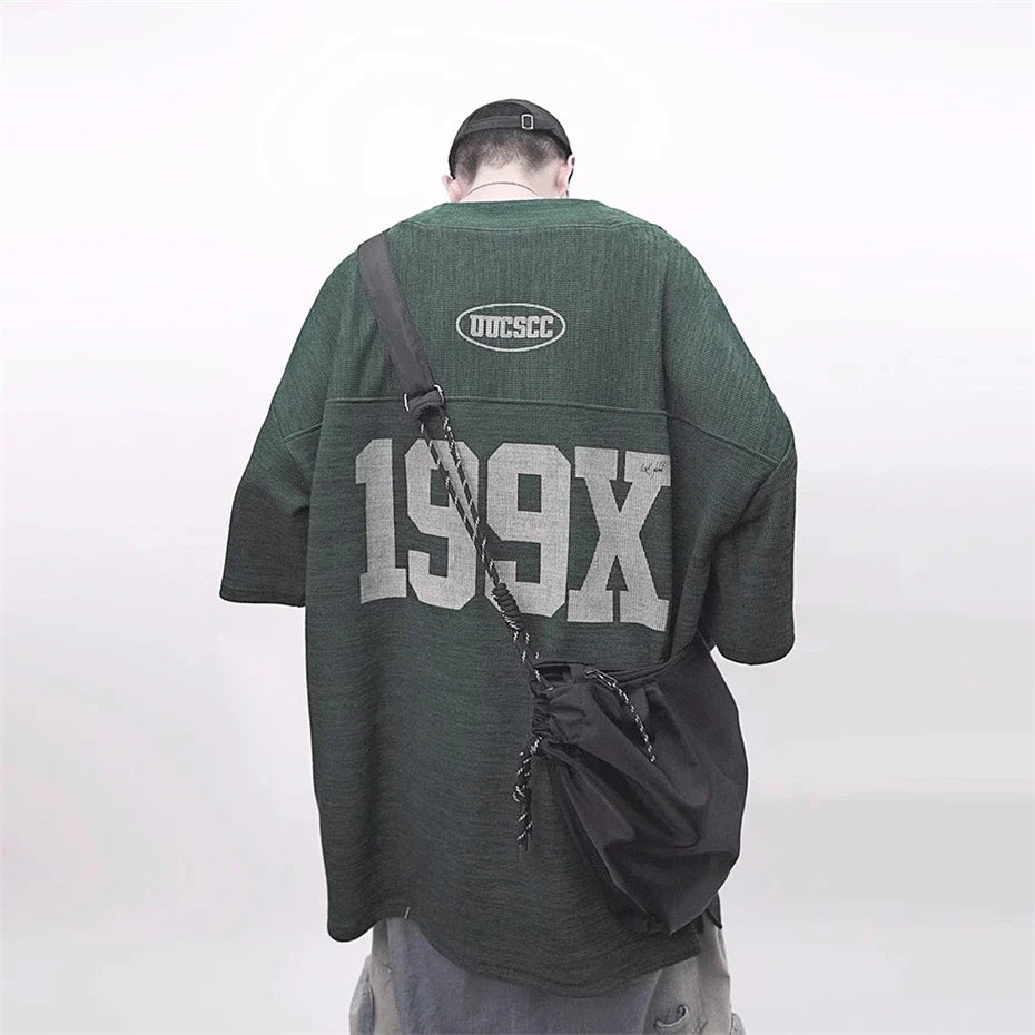 Vintage Oversized Jersey T-Shirt mit Buchstabenprint