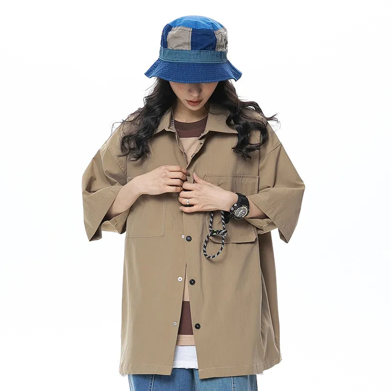 Chemise oversize à poches en corde