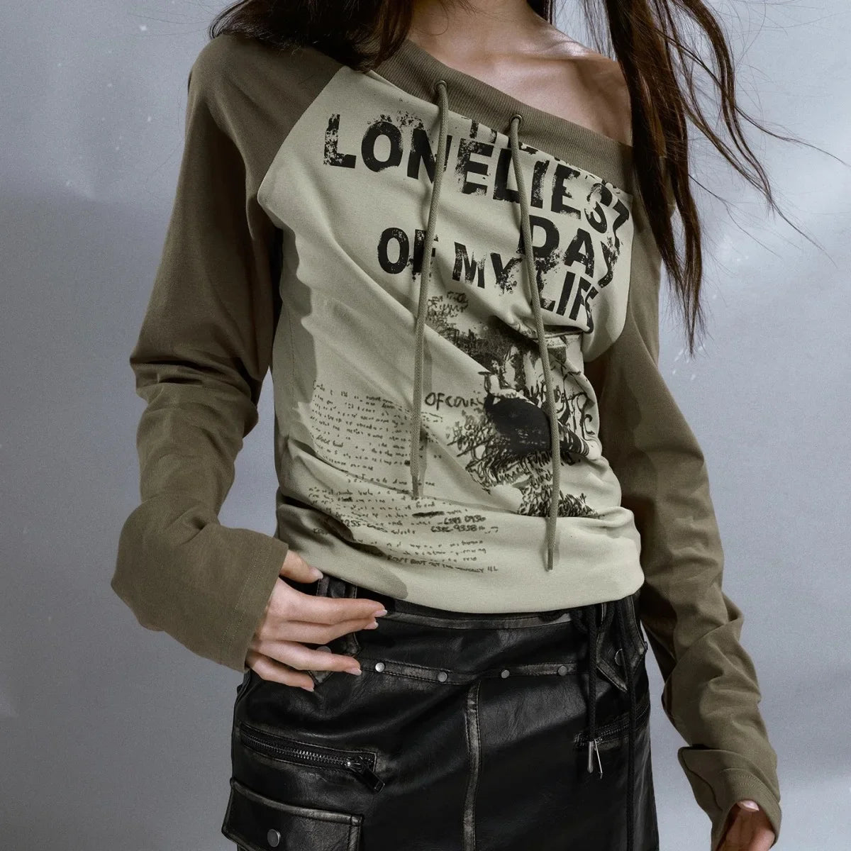T-shirt à imprimé graphique grunge Y2K