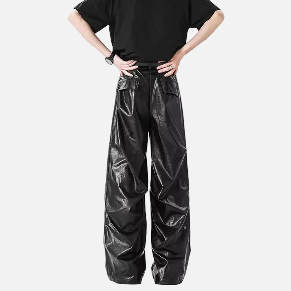 Pantalon en cuir gothique de style américain polyvalent