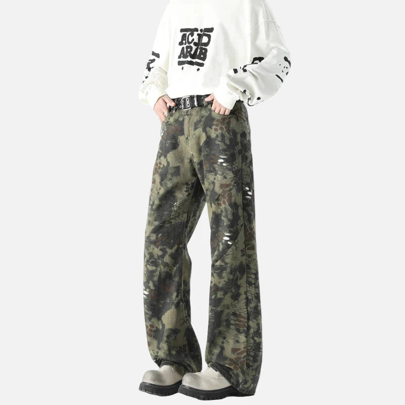Graffiti Vintage Camouflage Baggy Jeans