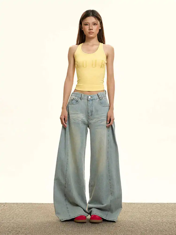 Damen Langlebige Oversize-Jeans mit Rissen in Blau