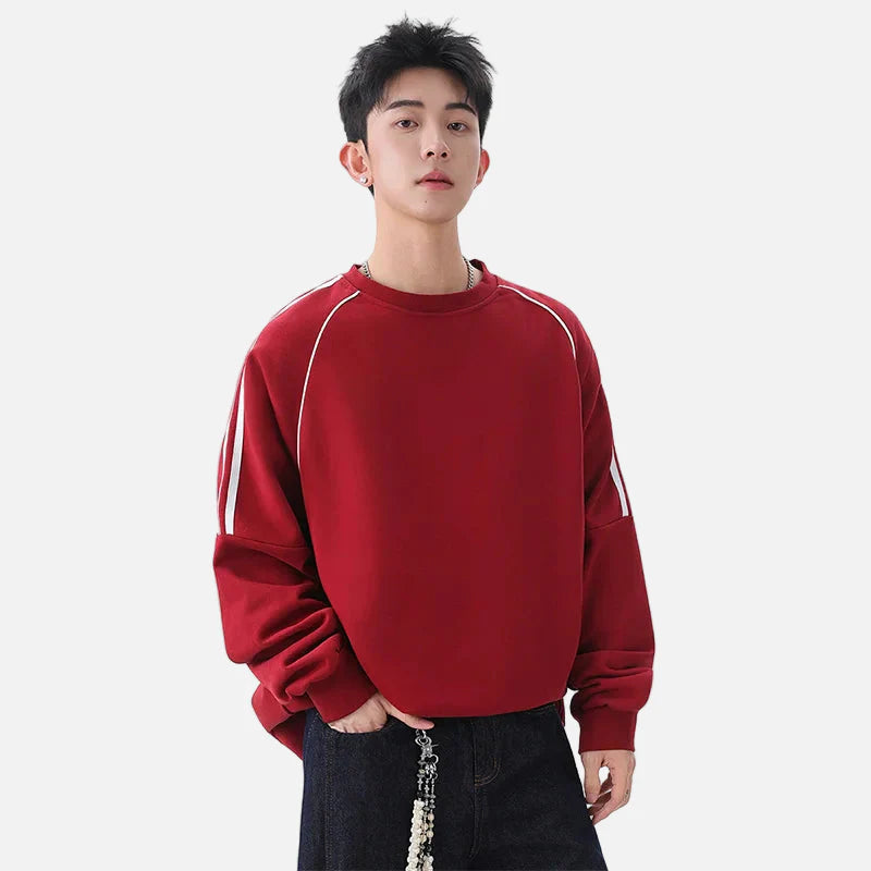 Streetwear-Sweatshirt mit Streifenmuster, Rundhalsausschnitt und Ärmeln