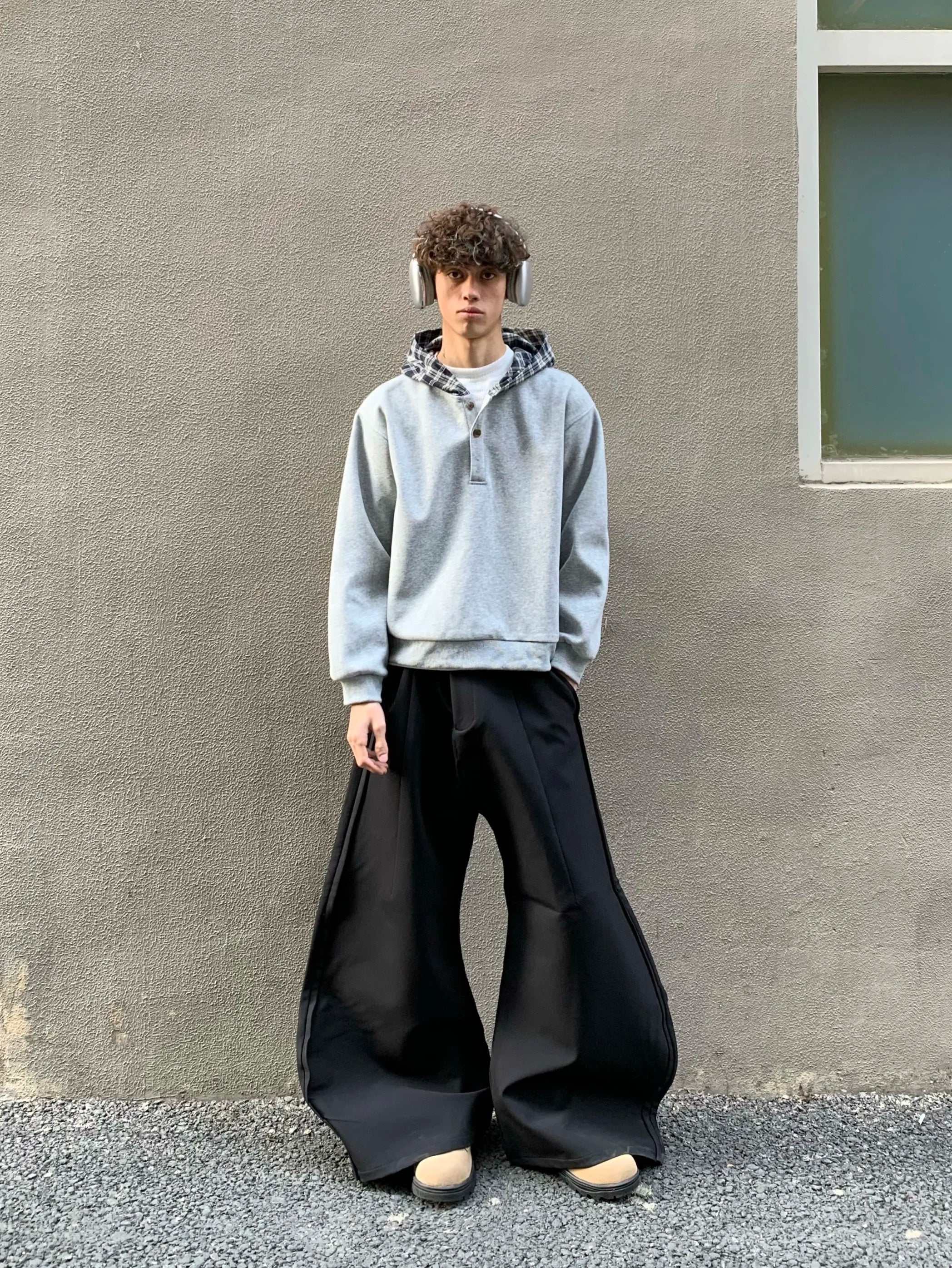 Müheloser Kapuzenpullover mit Karomuster im Retro-Stil