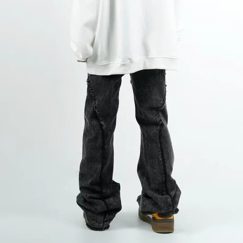 Cyber Washed Black Baggy Stacked Jeans