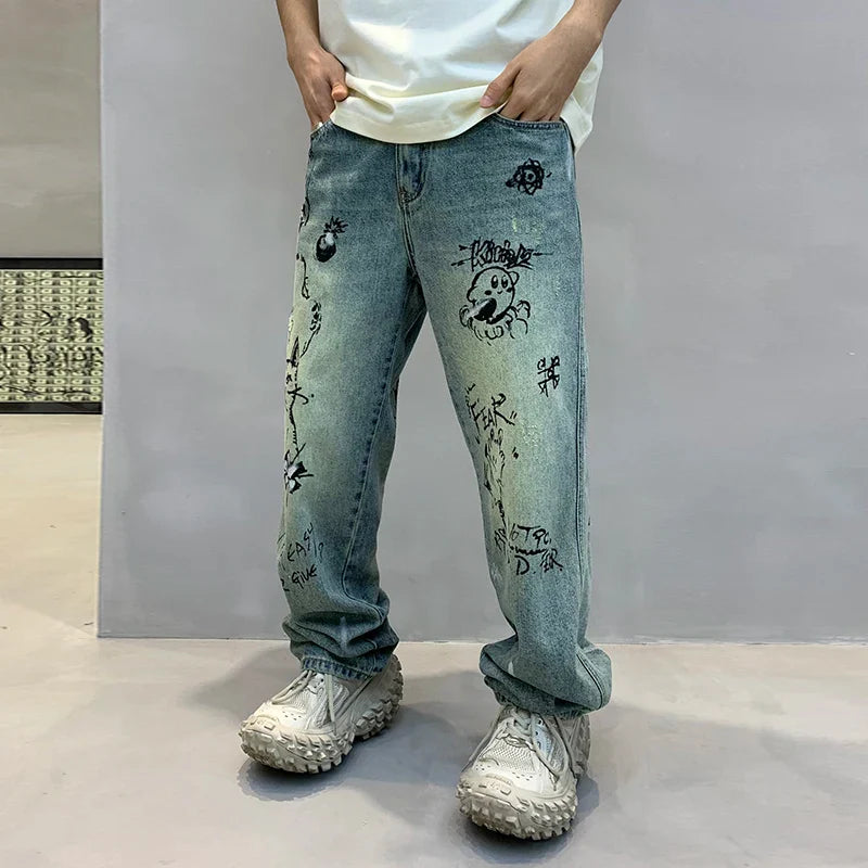 Herren-Jeans mit personalisiertem Graffiti-Print