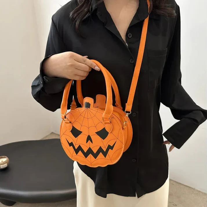 Sac à bandoulière citrouille d'Halloween à blocs de couleurs