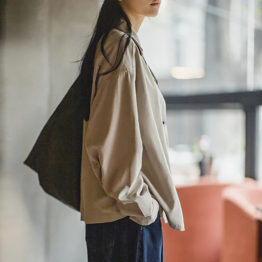 Chemise rétro oversize à col cubain pour le printemps
