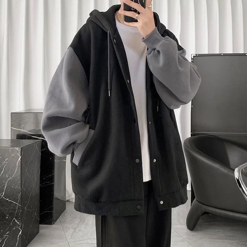 Schlichter, einreihiger Kapuzenpullover im koreanischen Stil