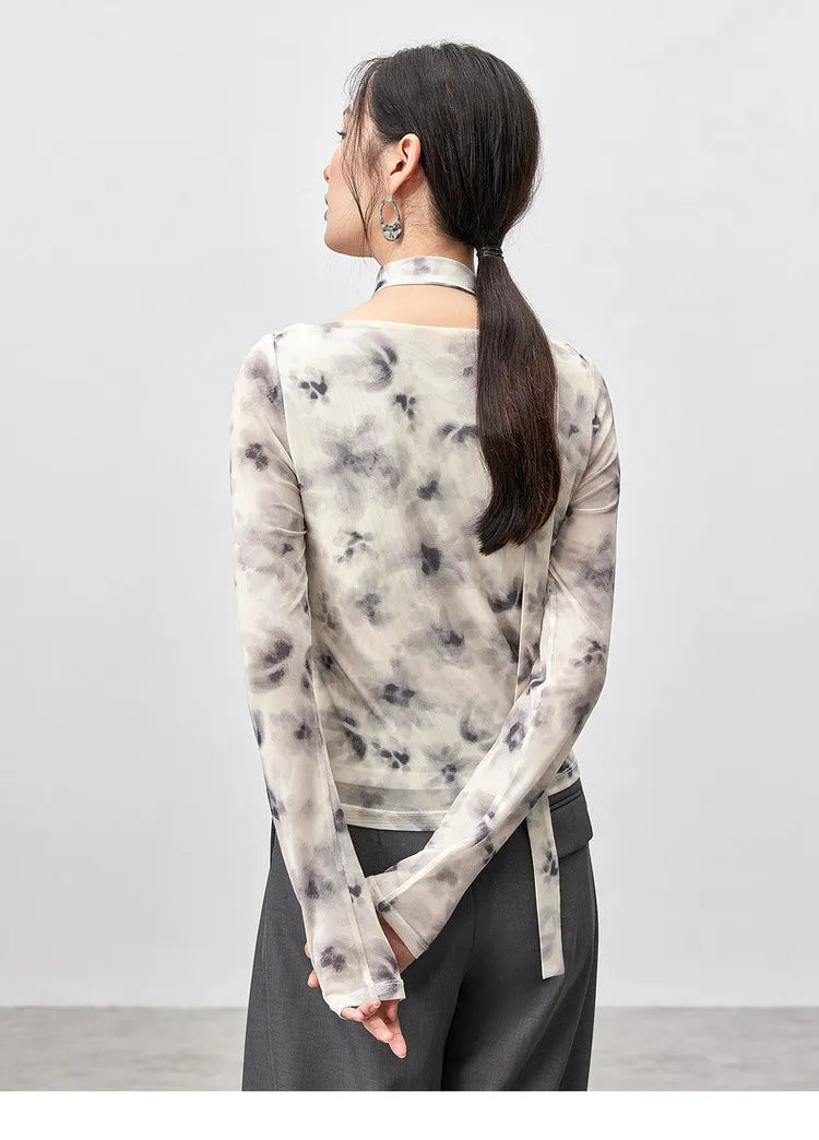 Elegantes Langarm-T-Shirt mit Swing-Kragen