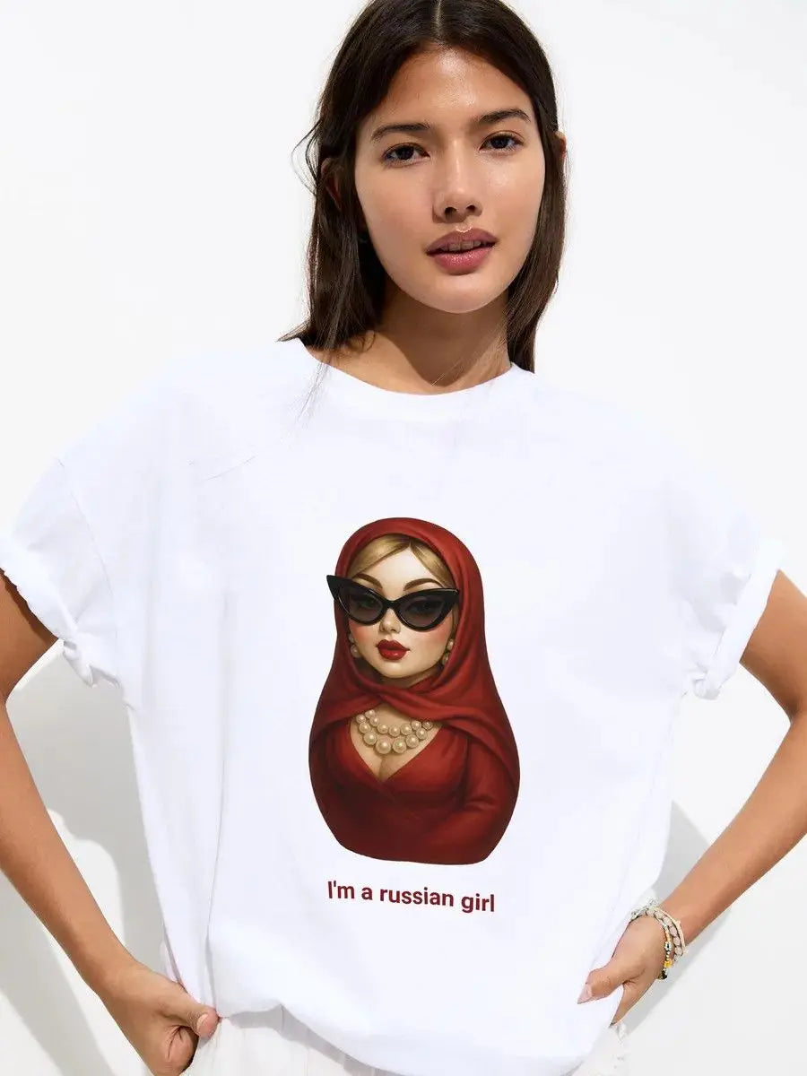 Versatile American Style Cartoon Print Casual T-Shirt
